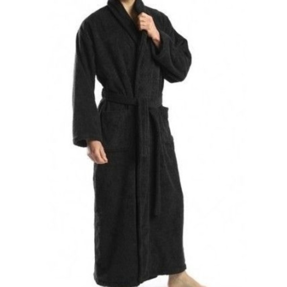 NWOT Turkish Cotton Blk Bath Robe